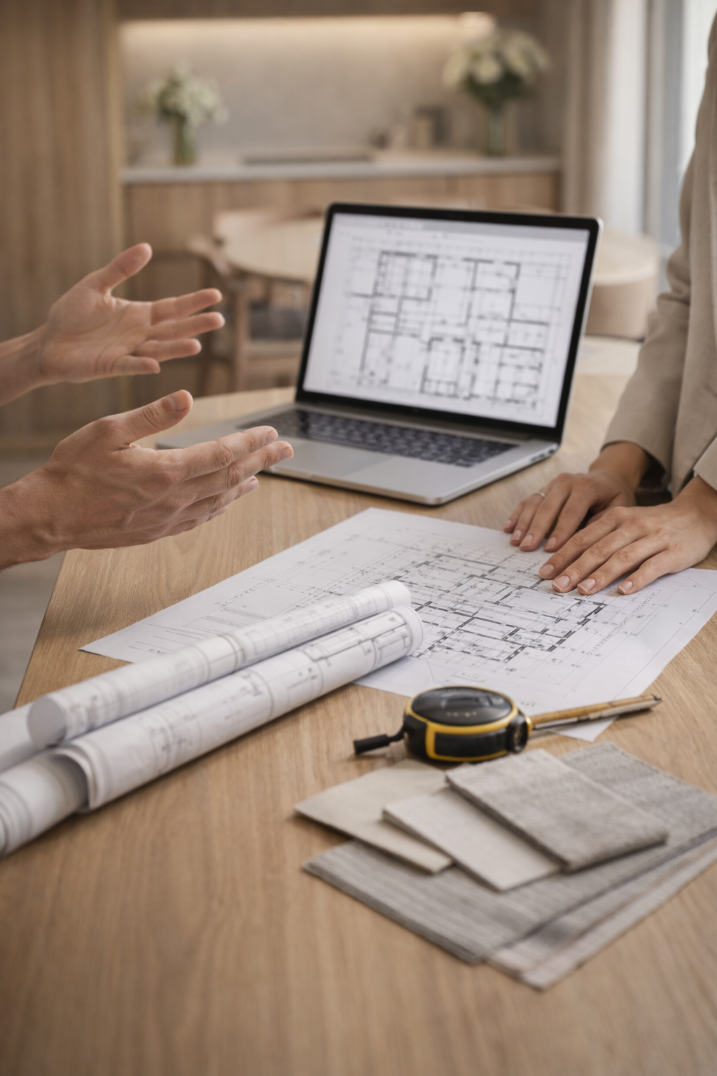 cocina abierta diseno taburetes rojos