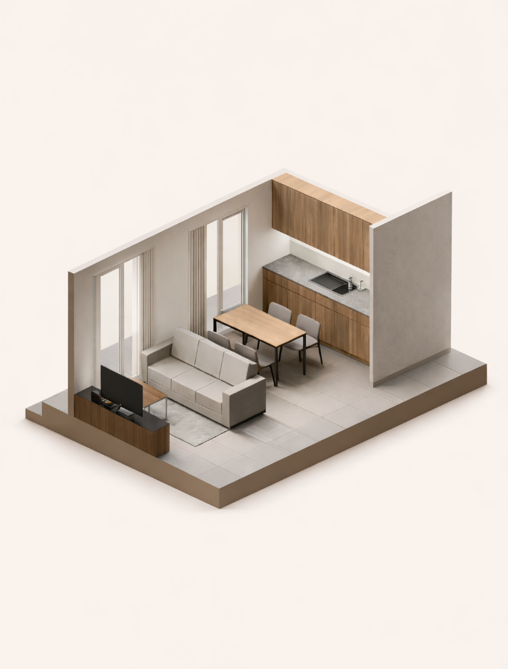 salon moderno mobiliario claro